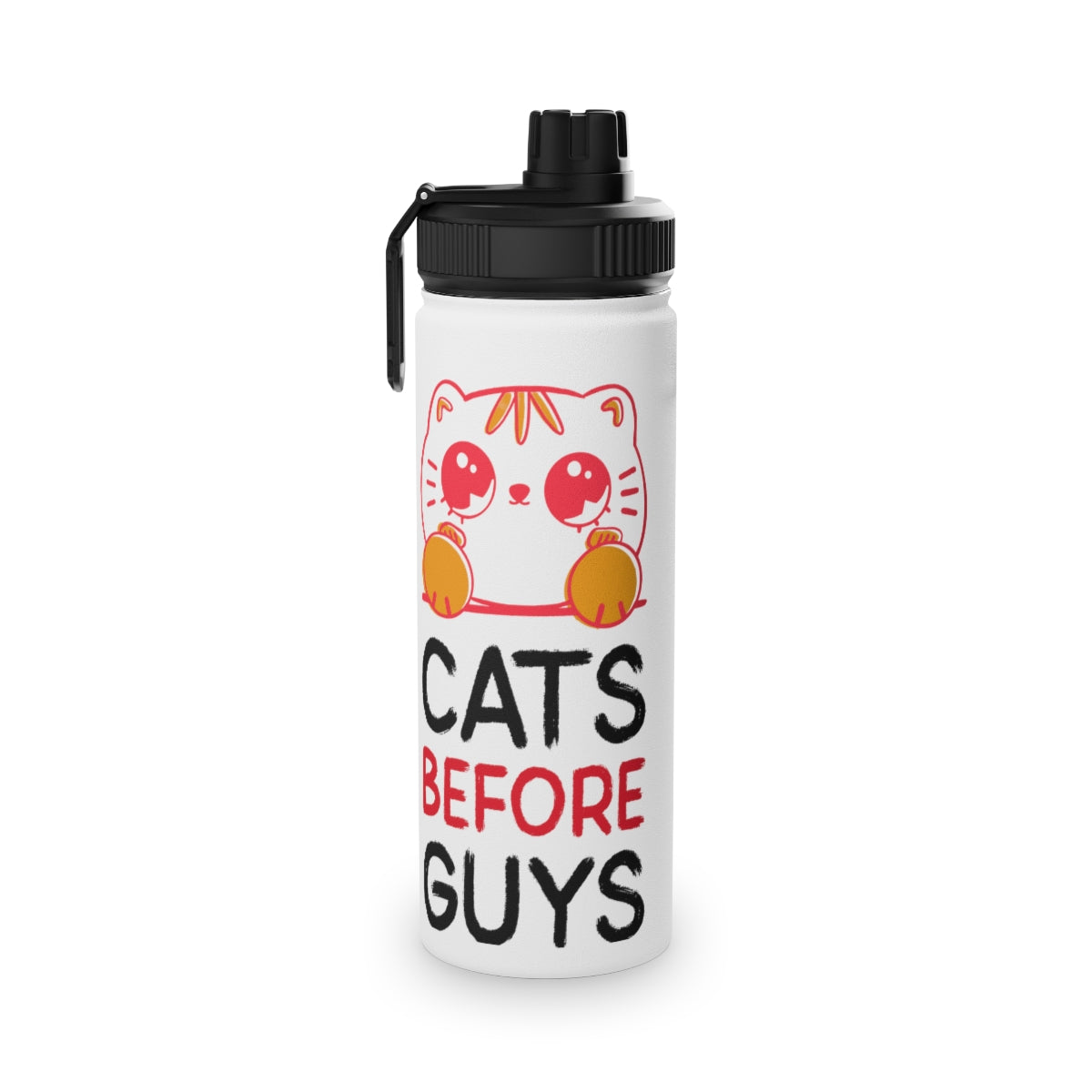 Stainless Steel Water Bottle, Sports Lid ( Cats Before Guys )