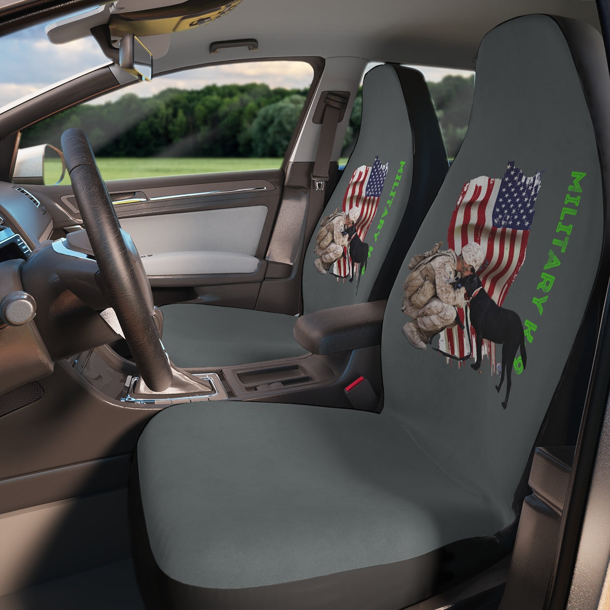 Polyester Car Seat Covers (Military K-9 Grey ) Military Styling