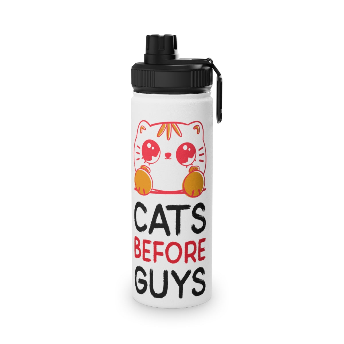 Stainless Steel Water Bottle, Sports Lid ( Cats Before Guys )