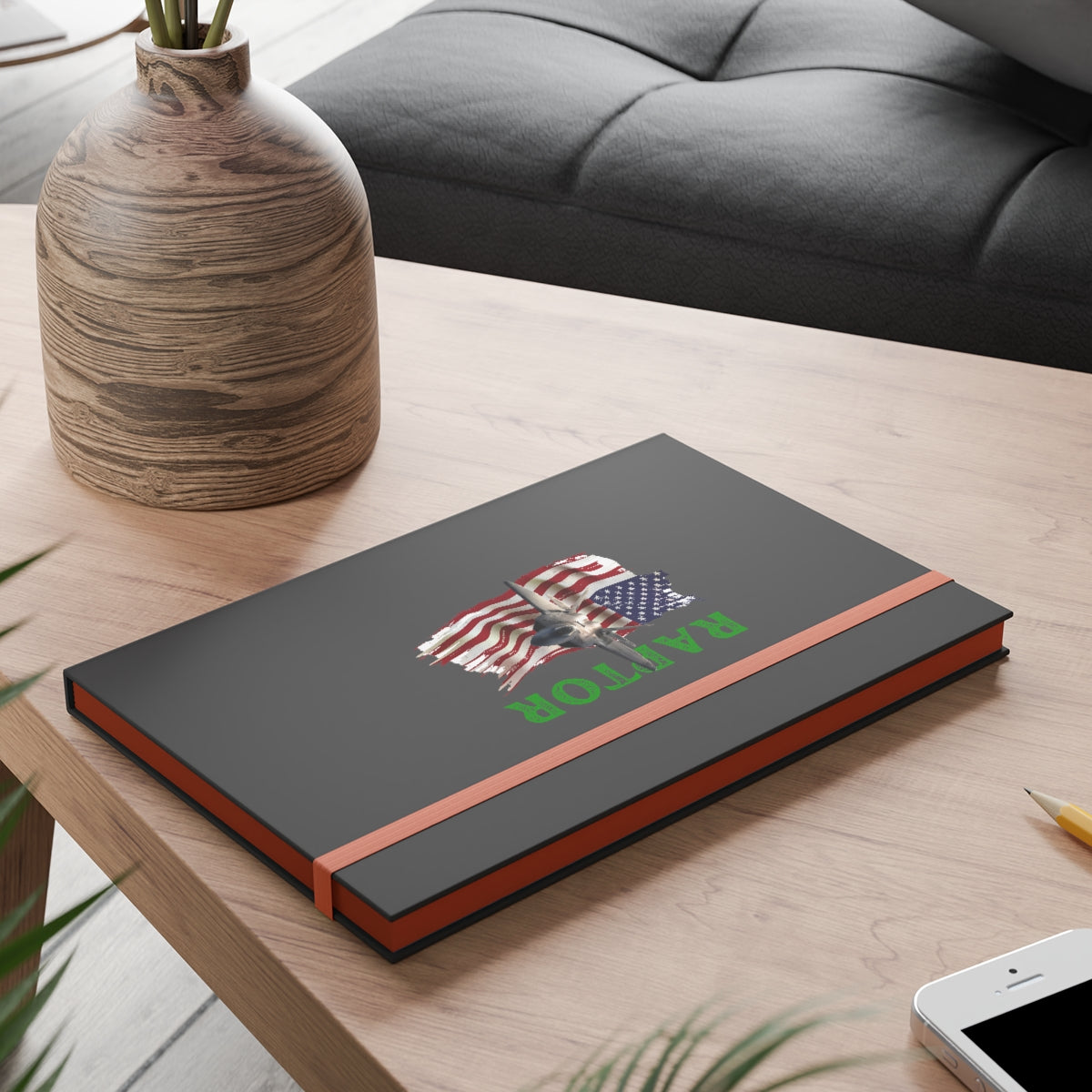 Hardcover Journal Color Contrast Notebook - Ruled ( RAPTOR ) Military Styling