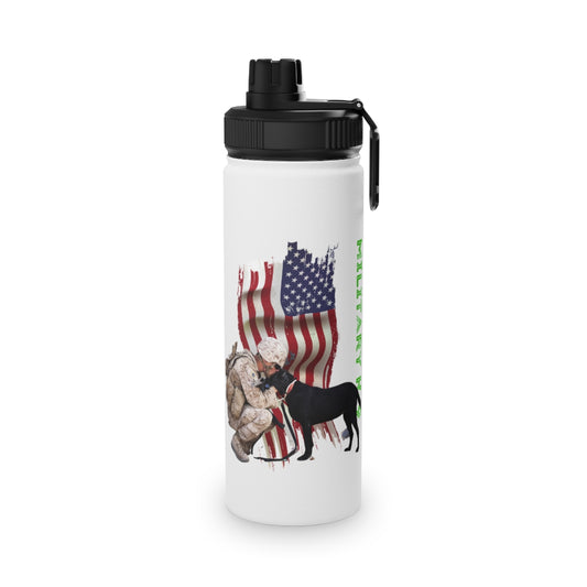 Stainless Steel Water Bottle, Sports Lid ( Military K-9 Corp ) Military Styling