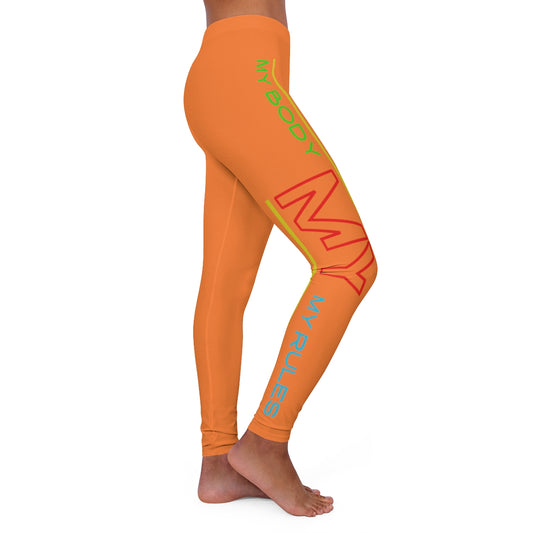 Women's Spandex Leggings  ( My body my rules ) ORANGE