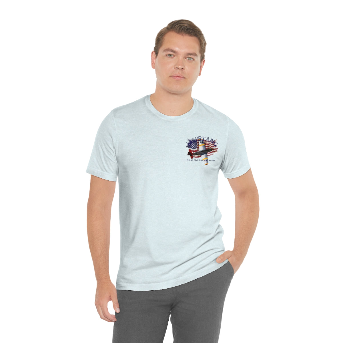 Military T-shirt P-51 Mustang Aircraft , American made, American Flag, Patriotic