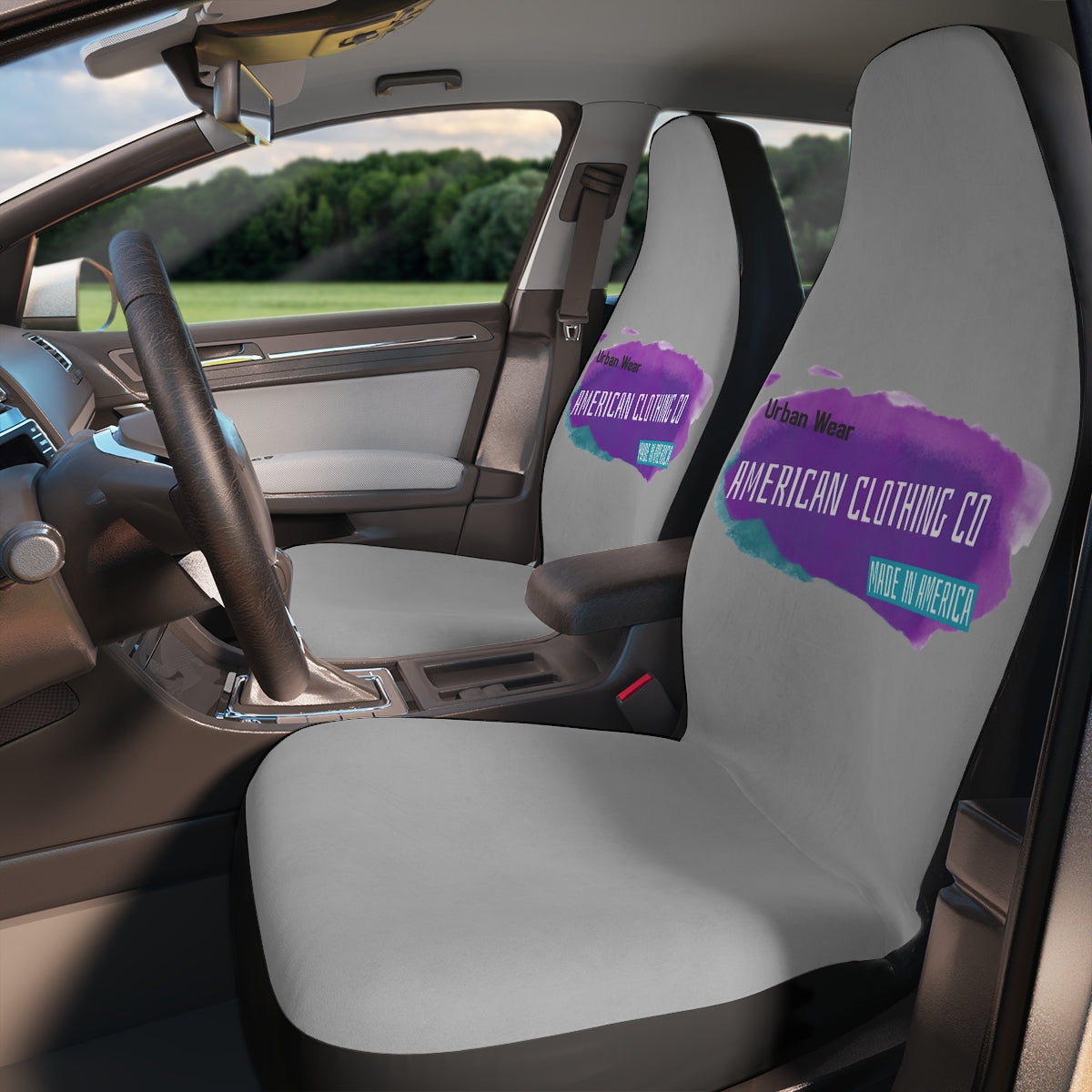 Polyester Car Seat Covers (American Clothing Company Light Grey )