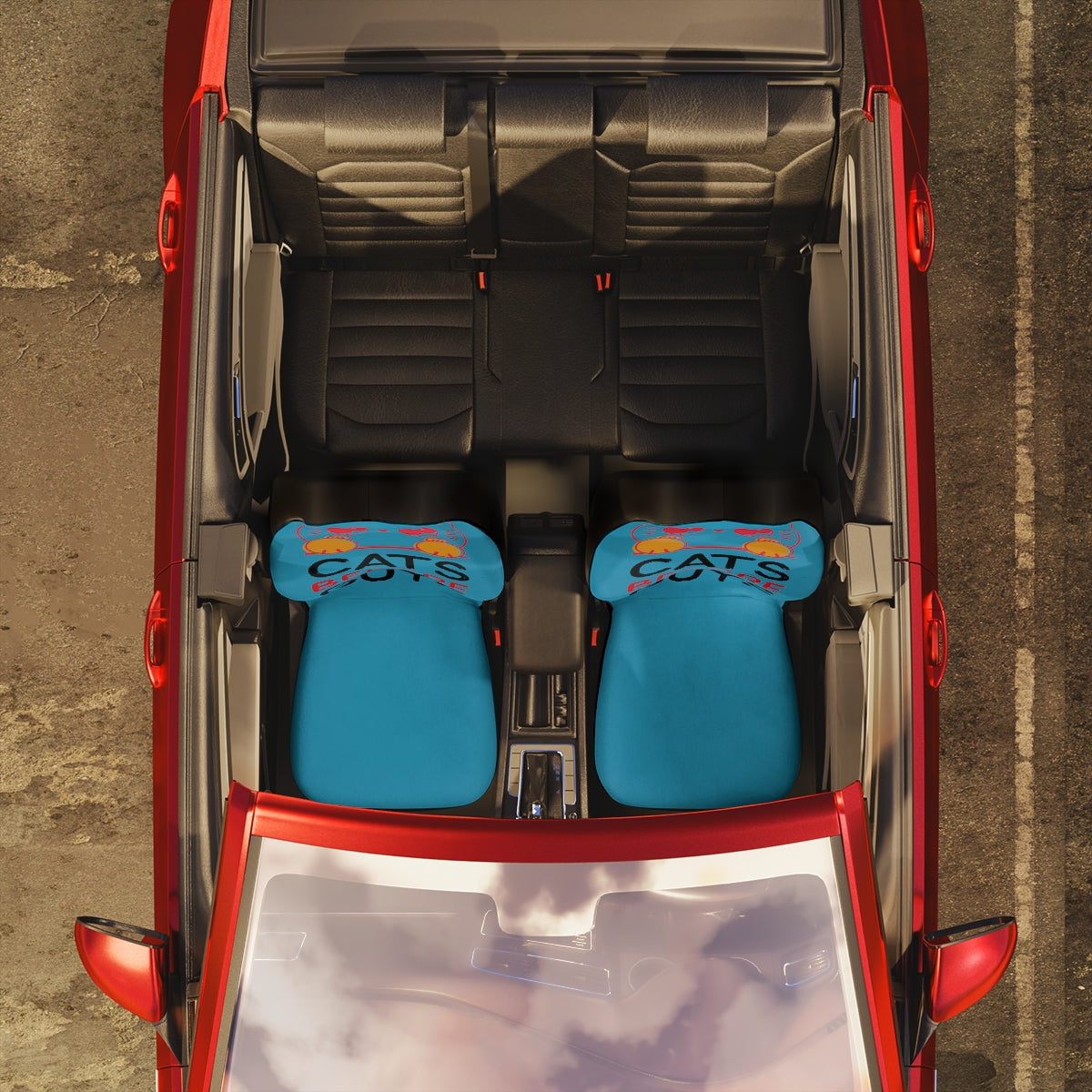 Polyester Car Seat Covers (Cats Before Guys Turquoise )