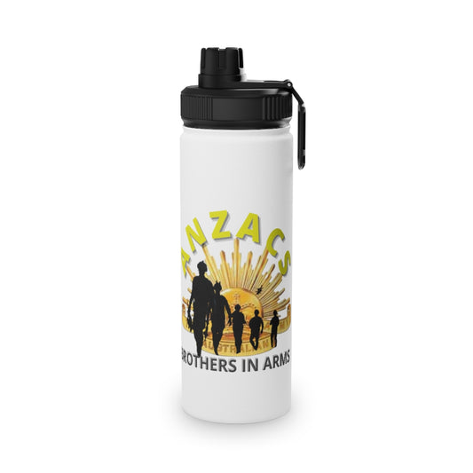 Stainless Steel Water Bottle, Sports Lid ( ANZACS ) Military Styling