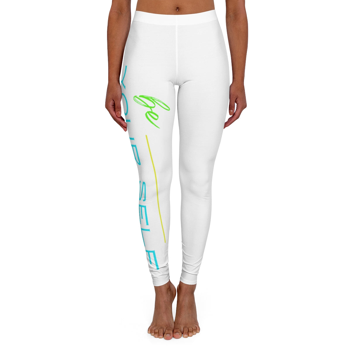Women's Spandex Leggings ( Be Yourself )" White