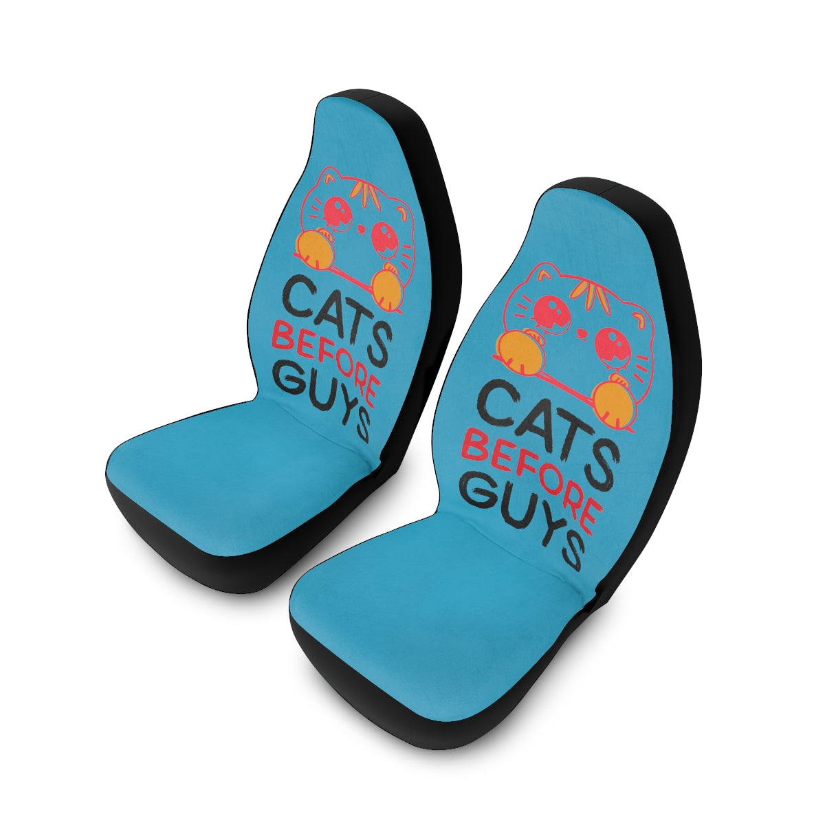 Polyester Car Seat Covers (Cats Before Guys Turquoise )
