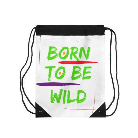 Drawstring Bag ( Born To Be Wild  White )
