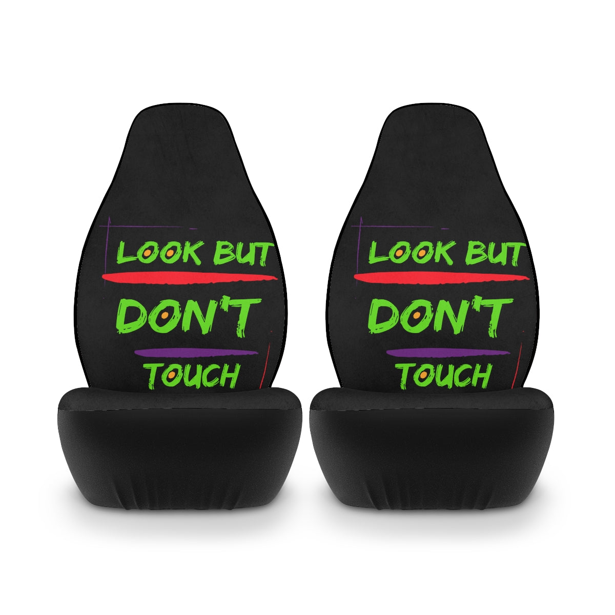 Polyester Car Seat Covers (Look But Don't Touch Black )