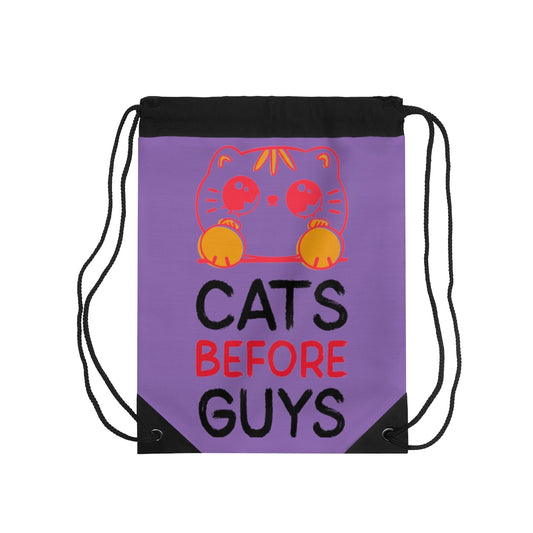 Drawstring Bag ( Cats Before Guys Purple )