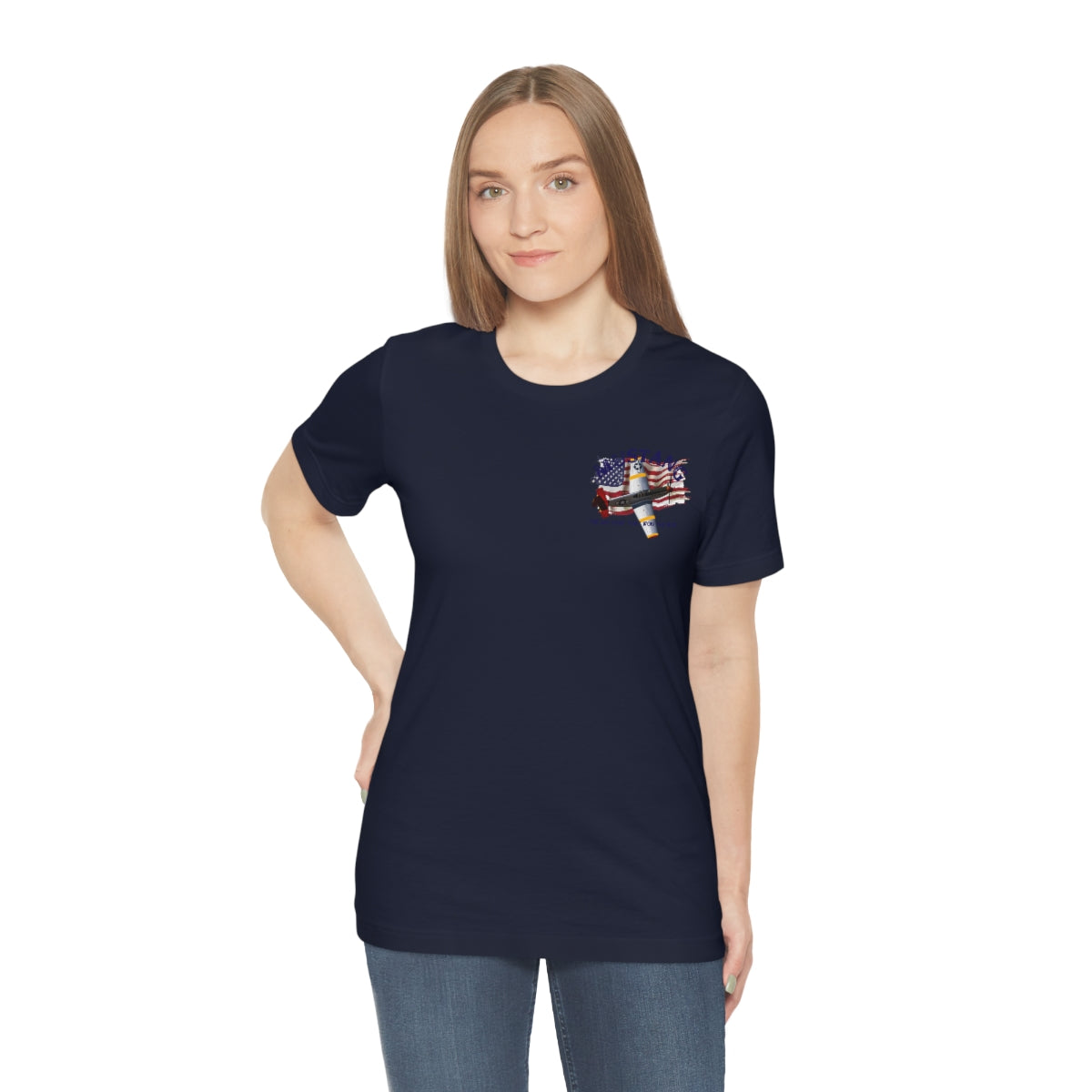 Military T-shirt P-51 Mustang Aircraft , American made, American Flag, Patriotic