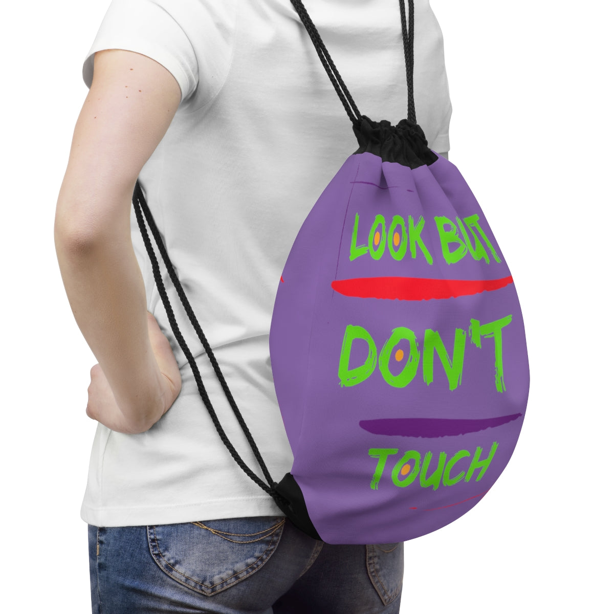 Drawstring Bag ( Look But Don't Touch  Purple)
