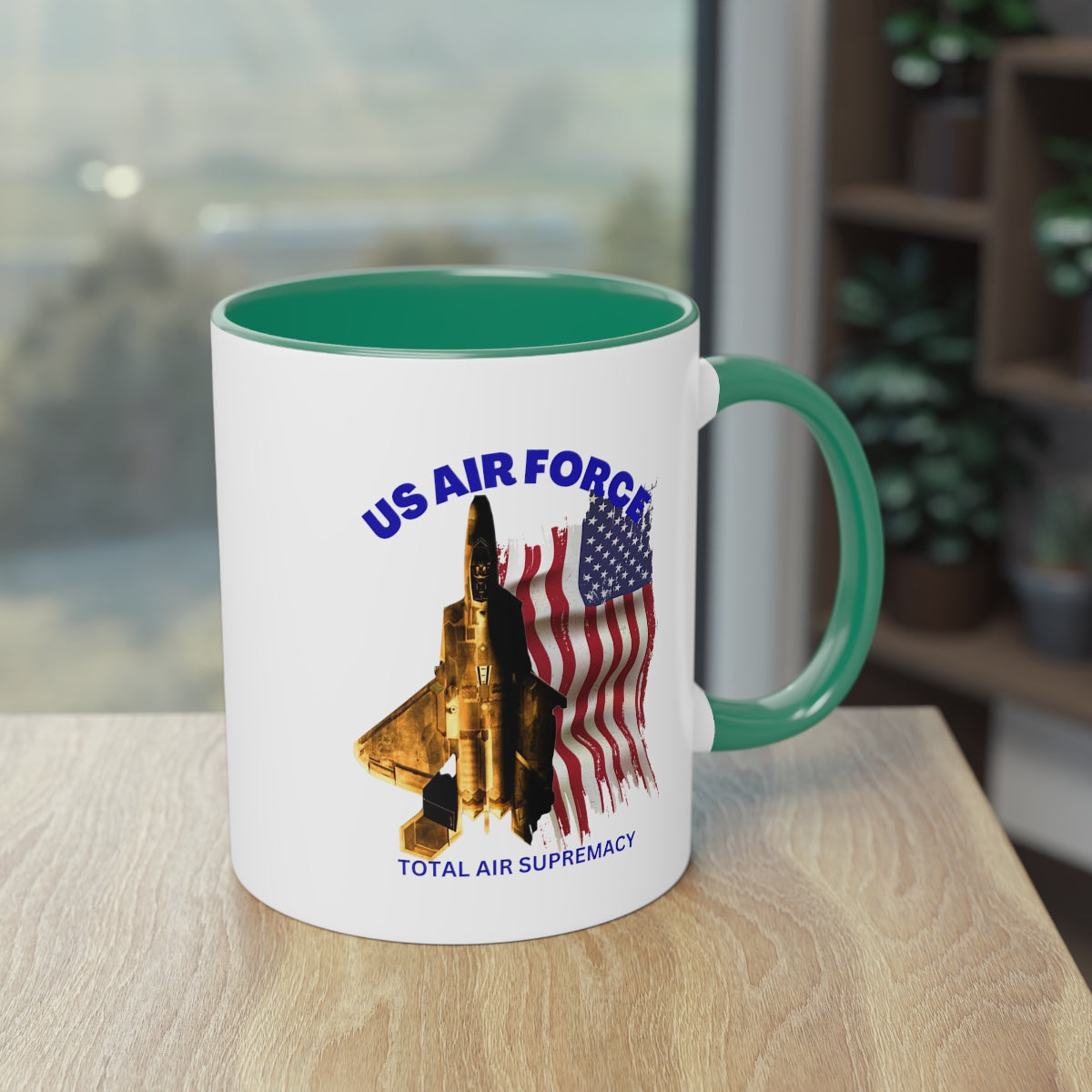 Coffee Mug  ( US Air Force With Raptor ) Military Style