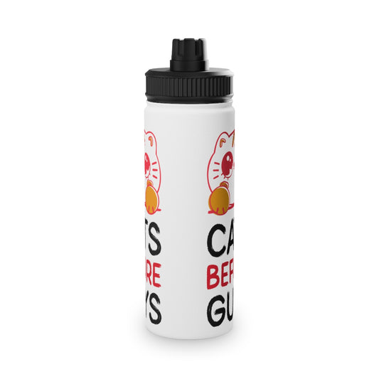 Stainless Steel Water Bottle, Sports Lid ( Cats Before Guys )