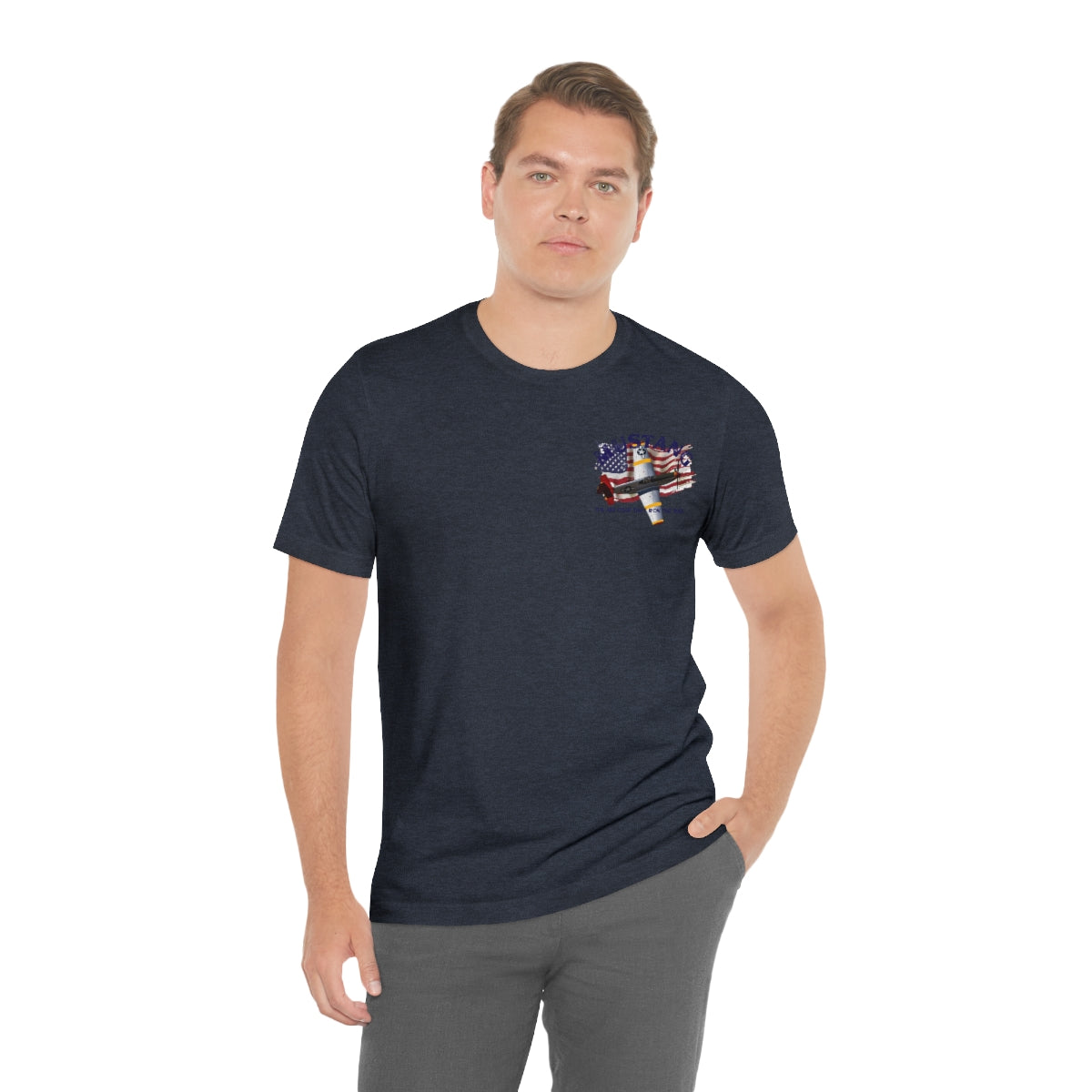 Military T-shirt P-51 Mustang Aircraft , American made, American Flag, Patriotic