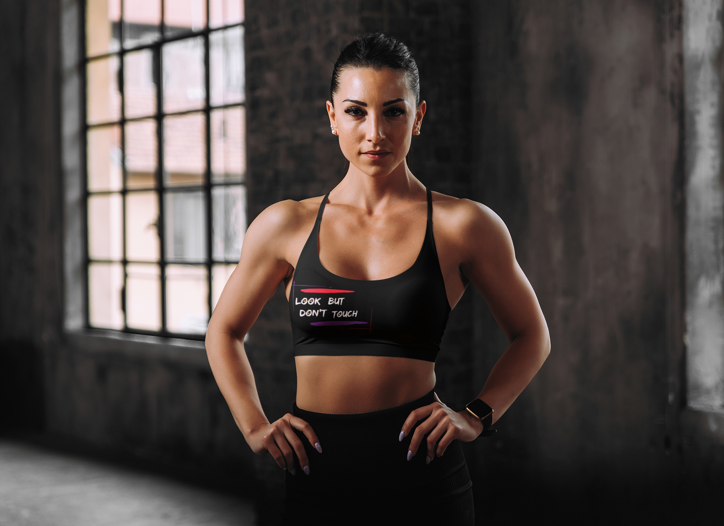 Sports Bra ( Look but don't touch ) Black