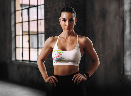 Sports Bra ( My body My rules ) White
