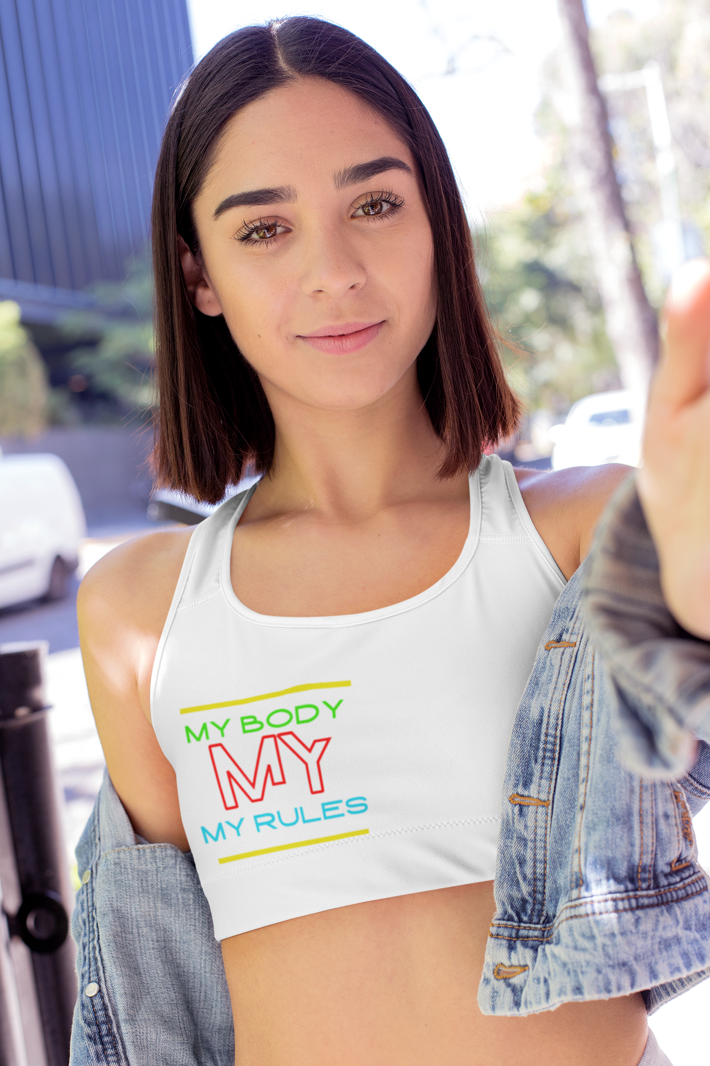 Sports Bra ( My body My rules ) White