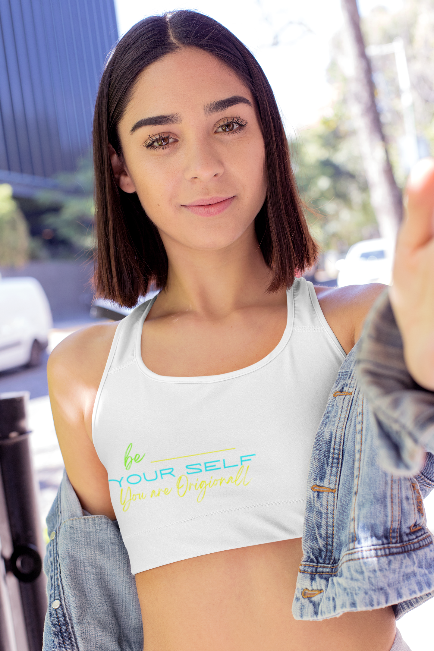 Sports Bra ( Be Yourself ) White